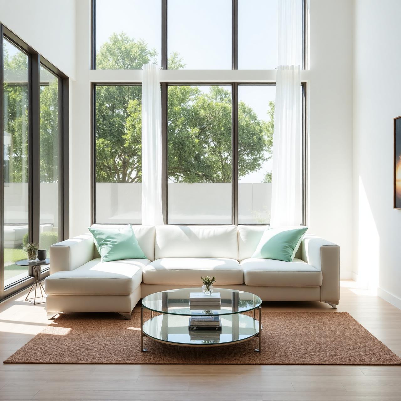 Sparkling clean modern Lagos living room with mint accents